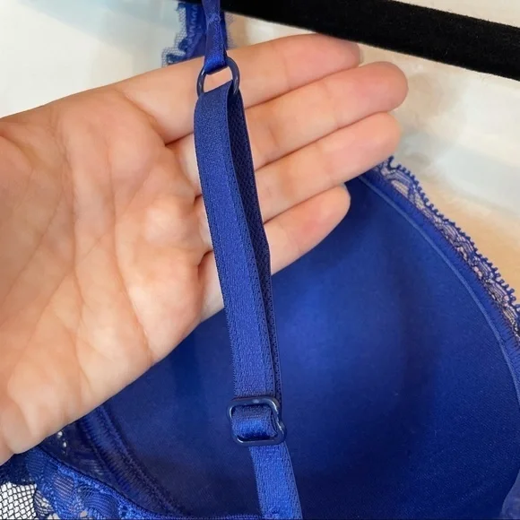 Lise Charmel Lace Floral Embroidered Blue Bra 34 C - Picture 7 of 10